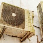old and aging Split type air conditioner condenser